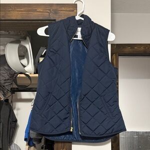 Old Navy Quilted Navy Sleeveless Vest with Gold Zipper